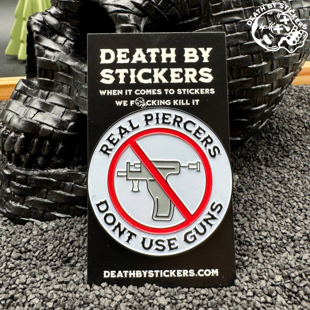 “Real Piercers Don’t Use Guns” Enamel Pin