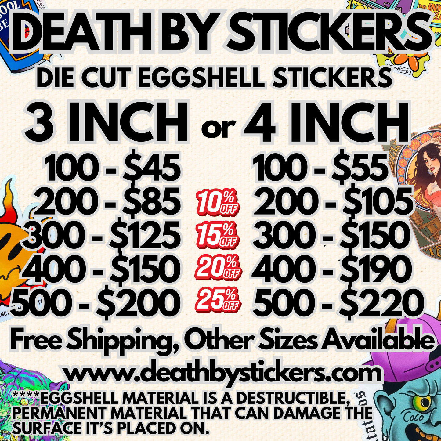 Die Cut Eggshell Stickers