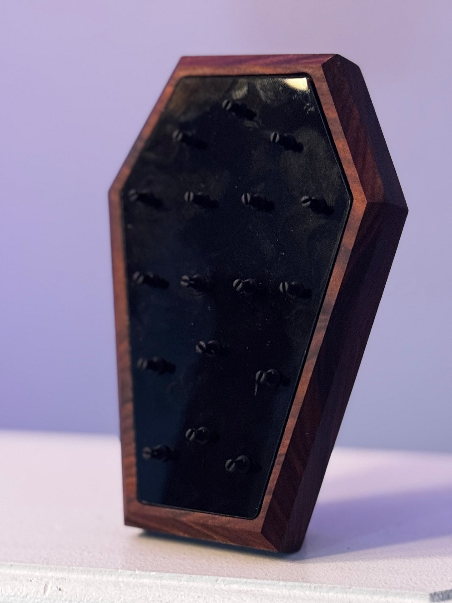 Walnut and Acrylic Coffin Shaped Body Jewelry Display