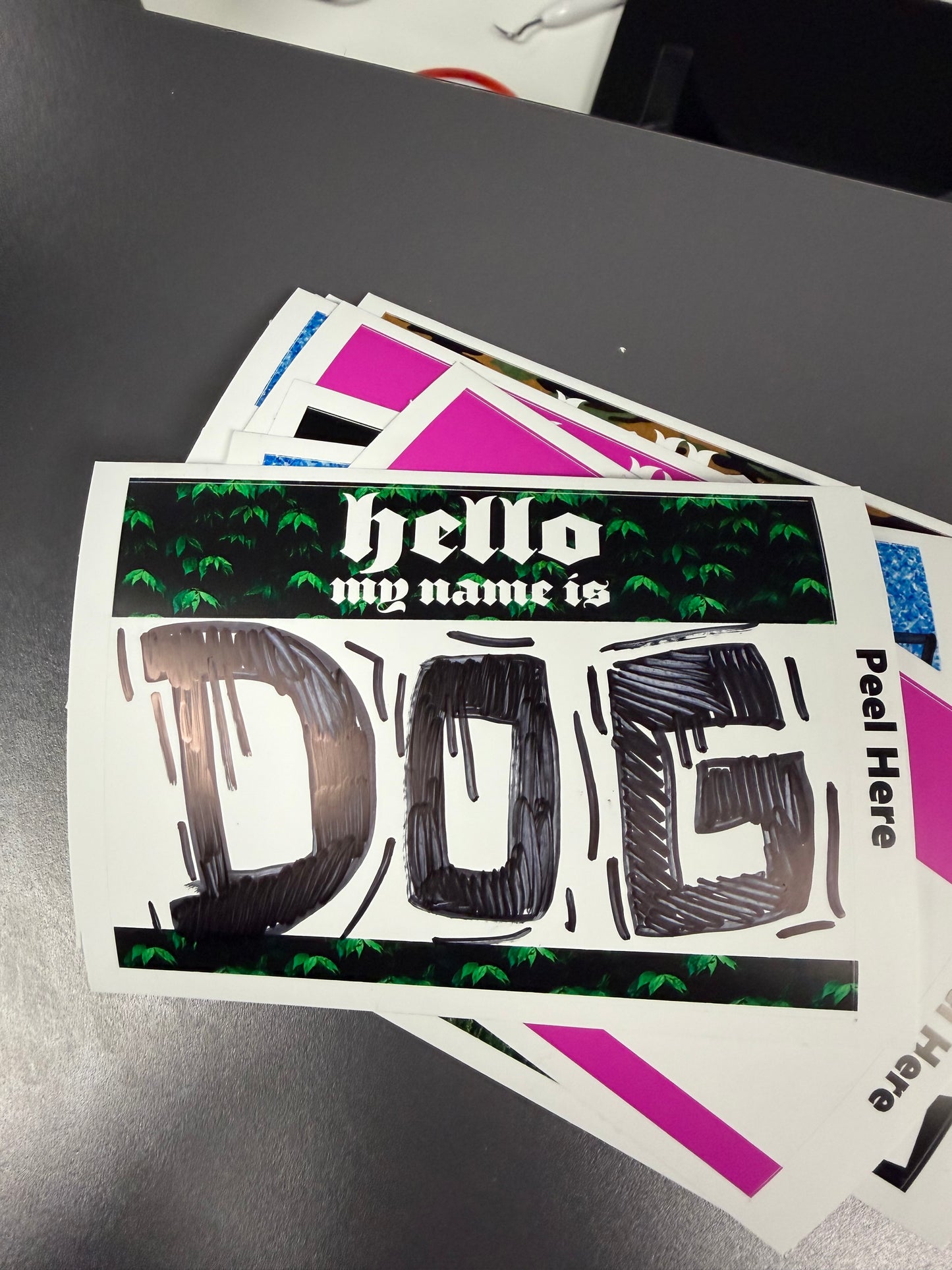 Black Eggshell Hello Labels (50 Pack)