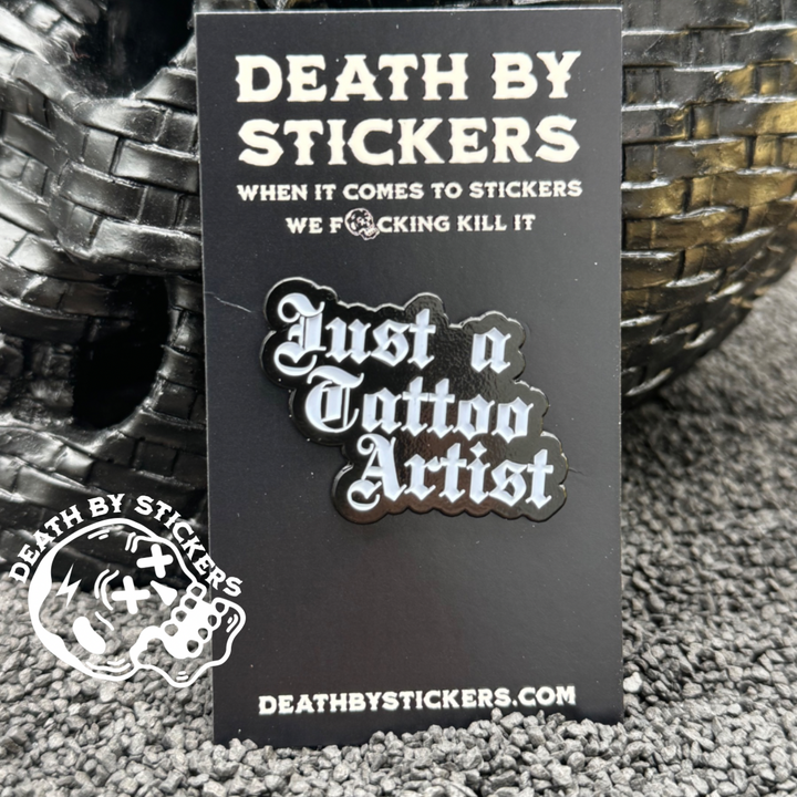 Death Sticker Death By Stickers - Custom Printed White Vinyl & Holographic Stickers