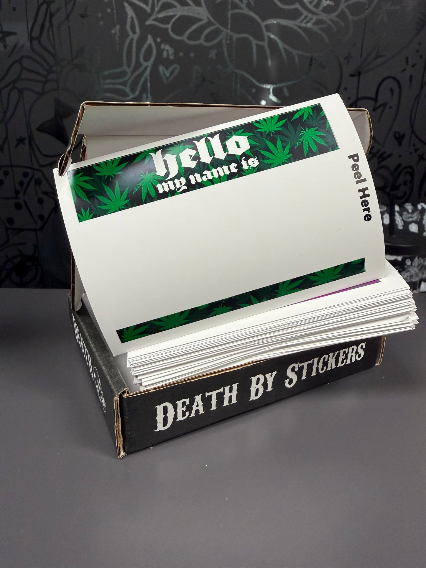 Black Eggshell Hello Labels (50 Pack)