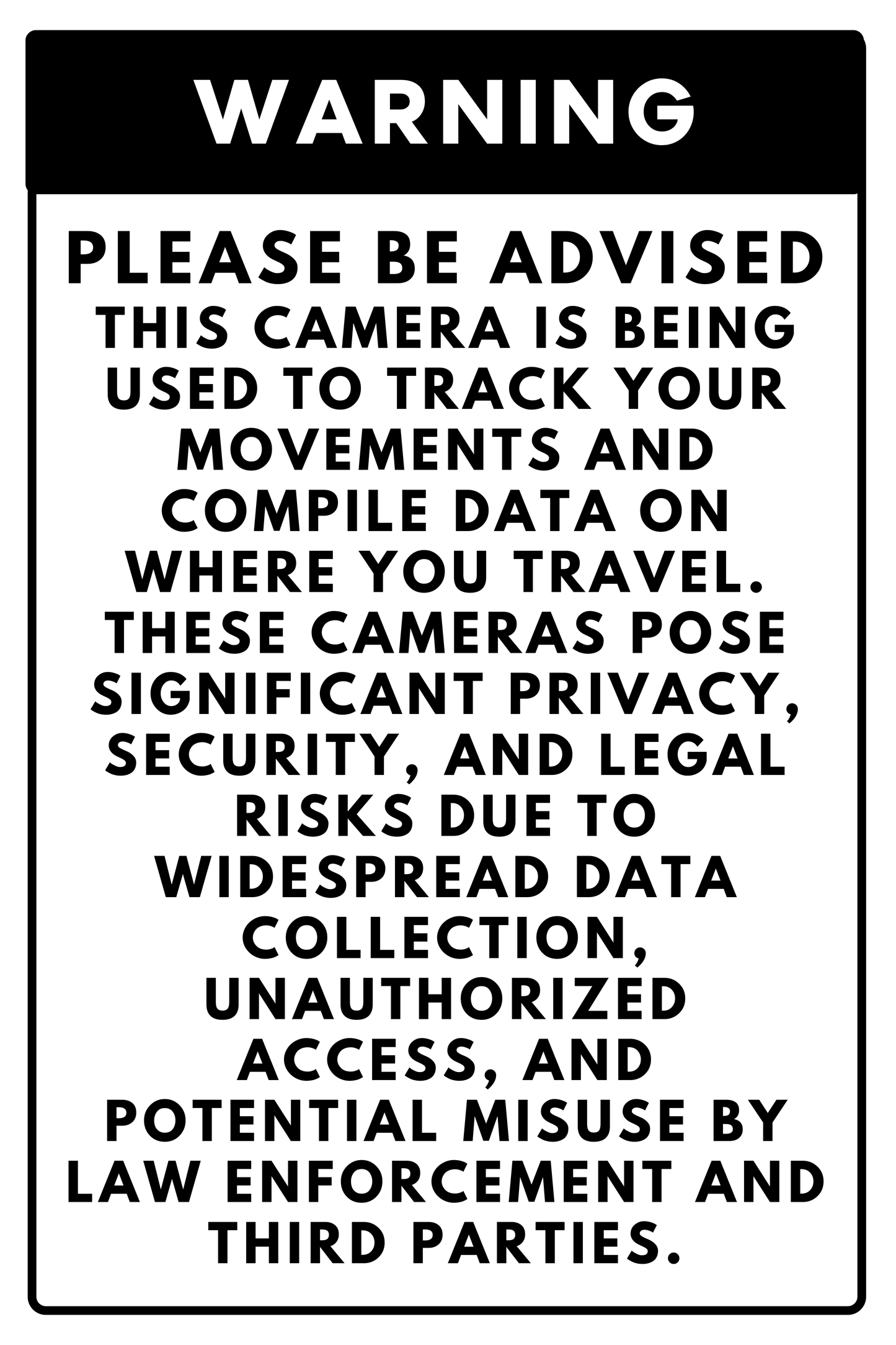 PRIVACY WARNING STICKERS (4x6, PACK OF 10)