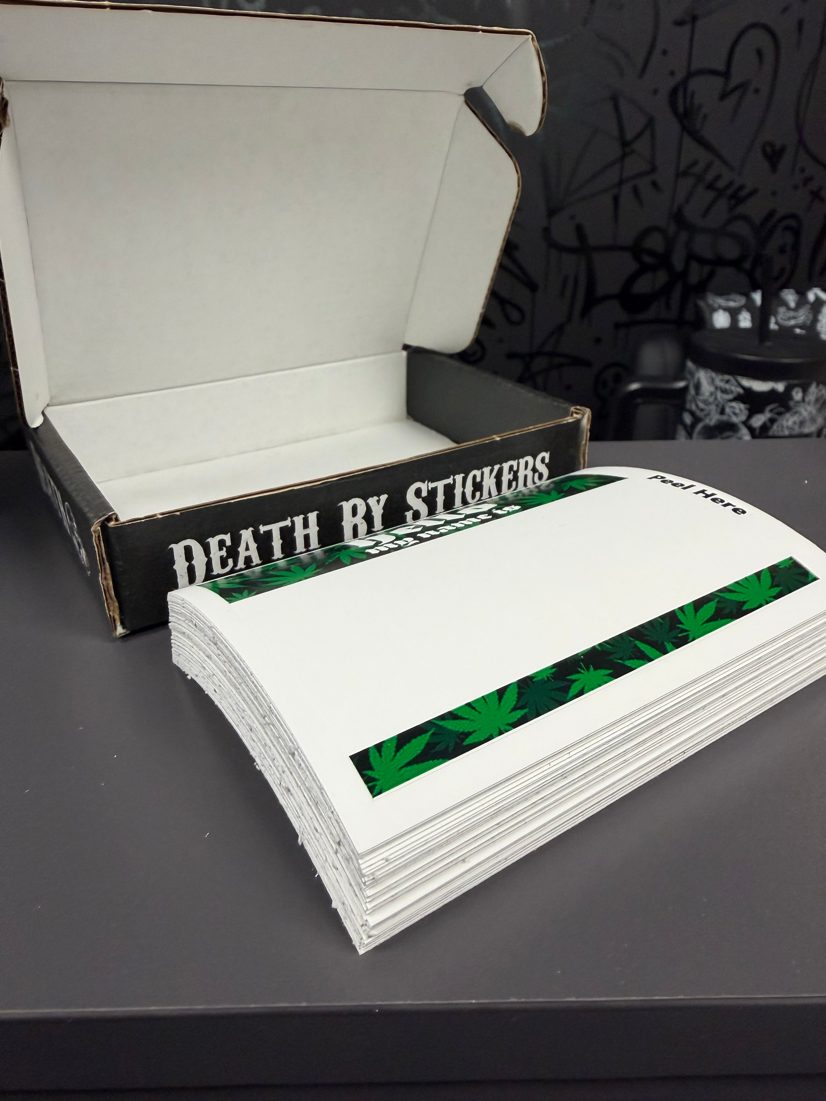 Death By Stickers - Custom Printed White Vinyl & Holographic Stickers