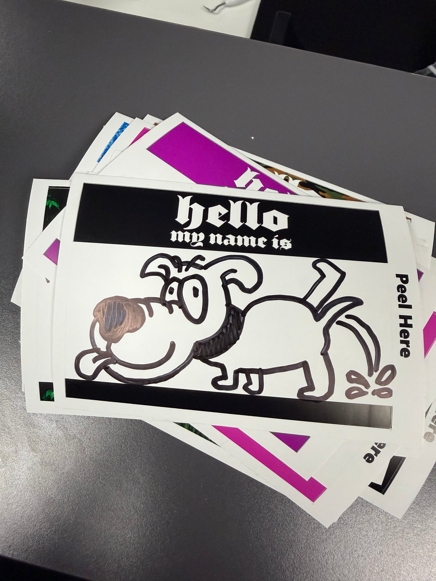 Black Eggshell Hello Labels (50 Pack)