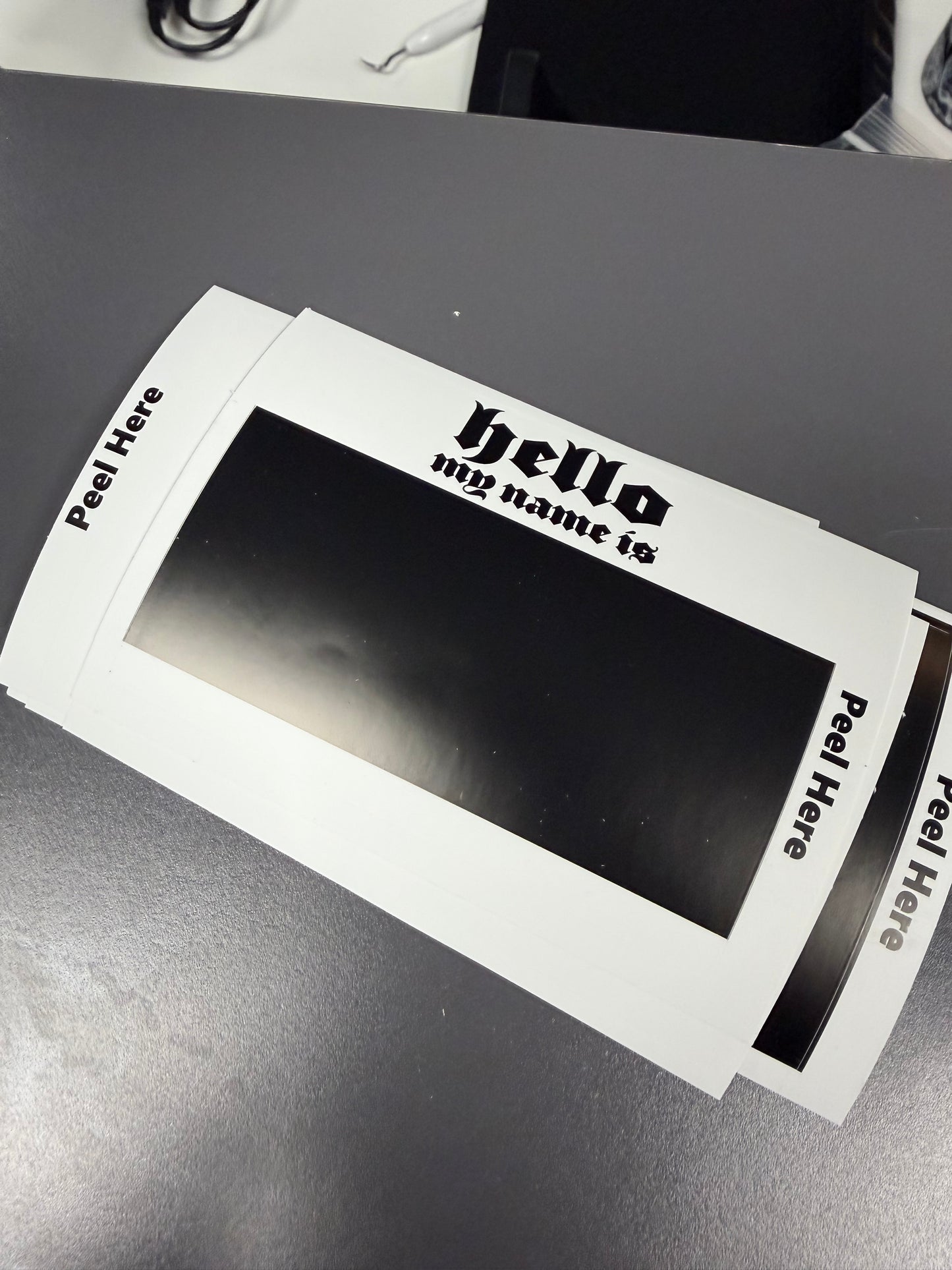 Black Eggshell Hello Labels (50 Pack)