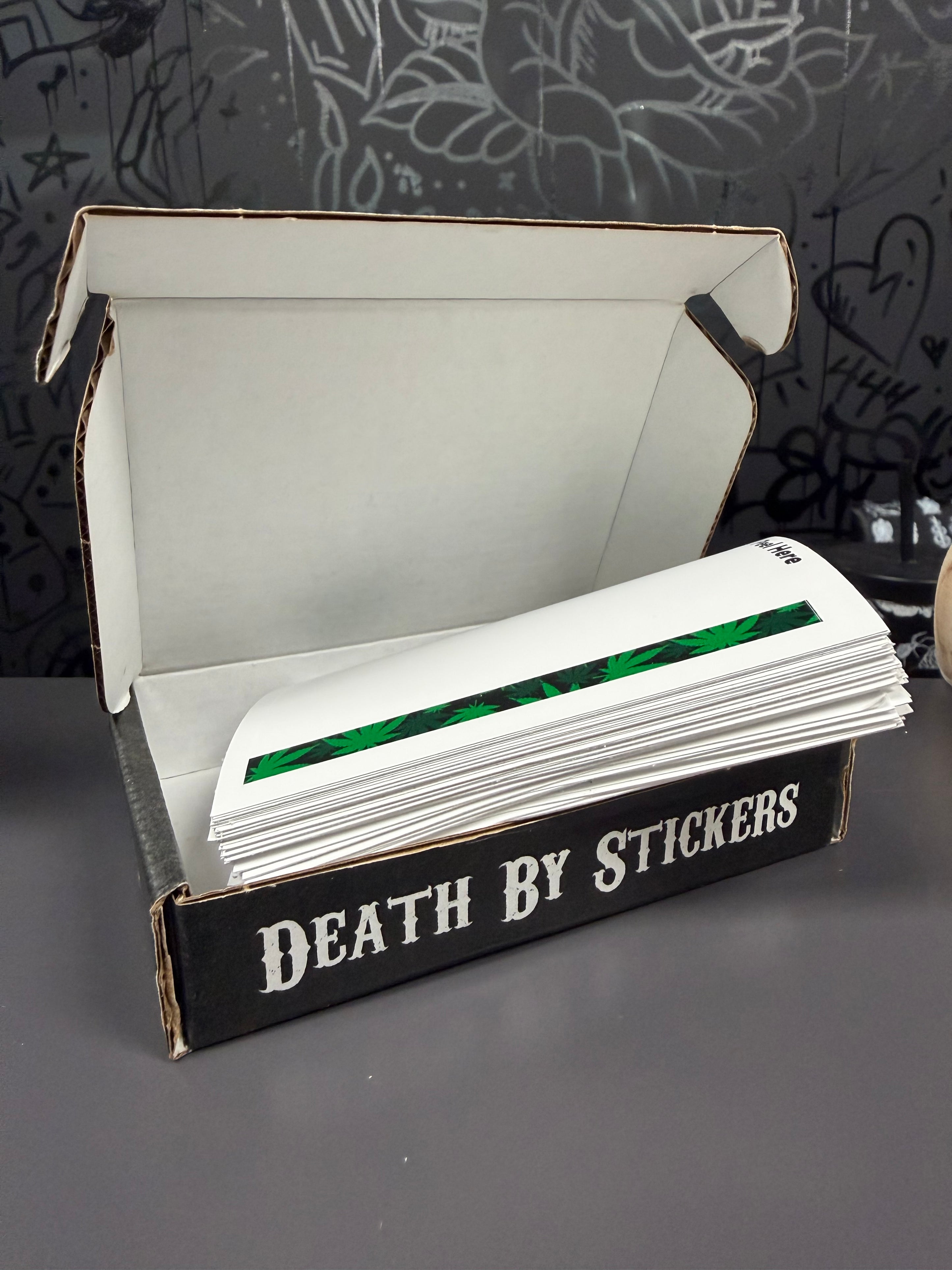 Death By Stickers - Custom Printed White Vinyl & Holographic Stickers