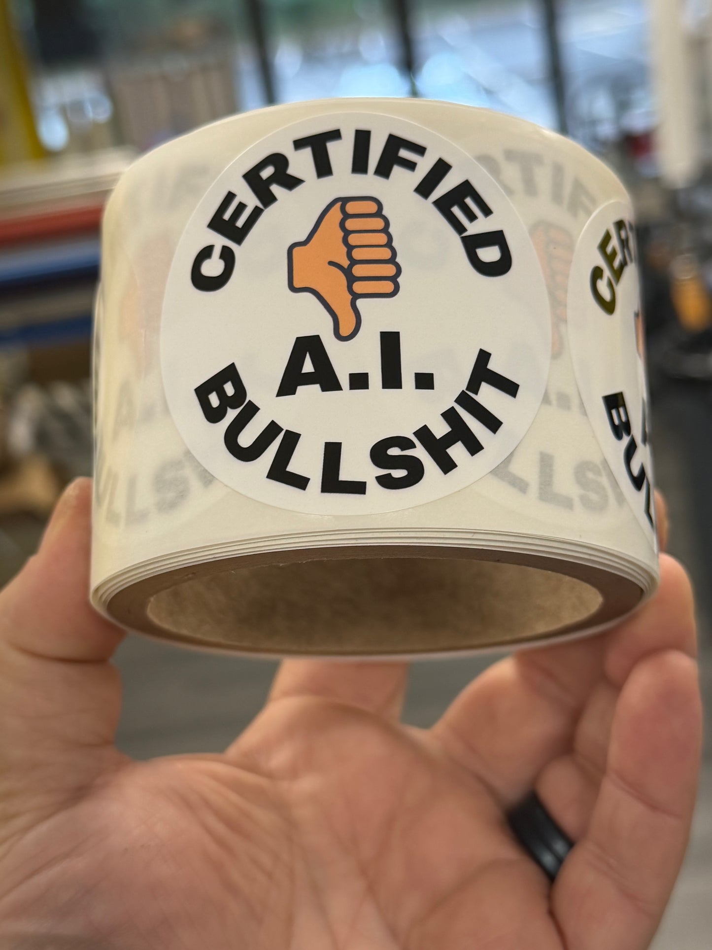 Roll of 50 Certified AI BS Stickers