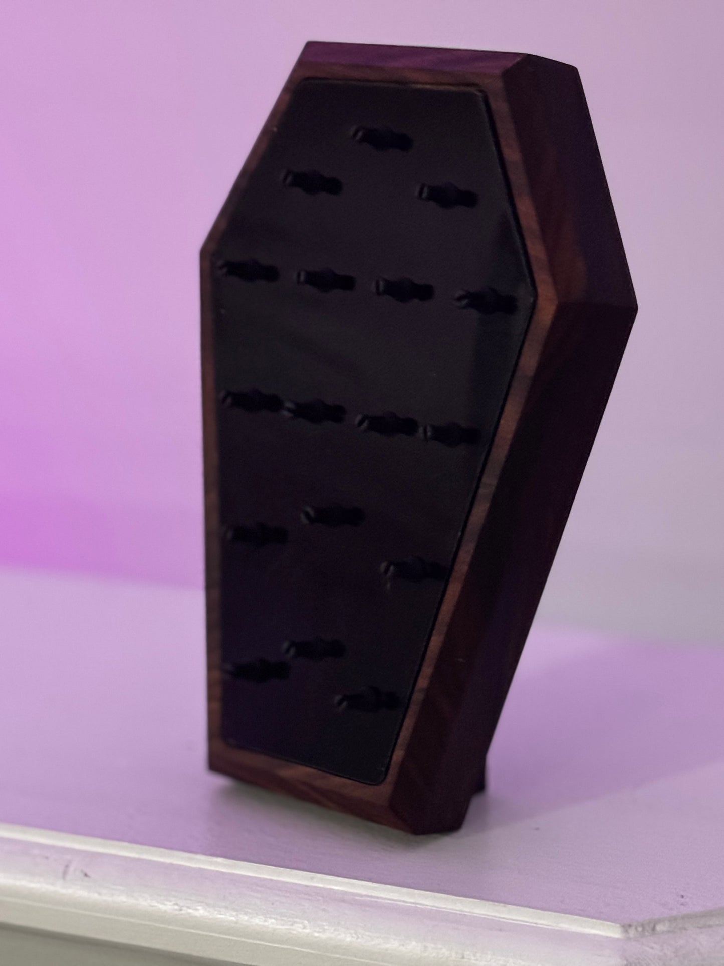 Walnut and Acrylic Coffin Shaped Body Jewelry Display